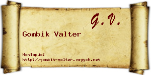Gombik Valter névjegykártya